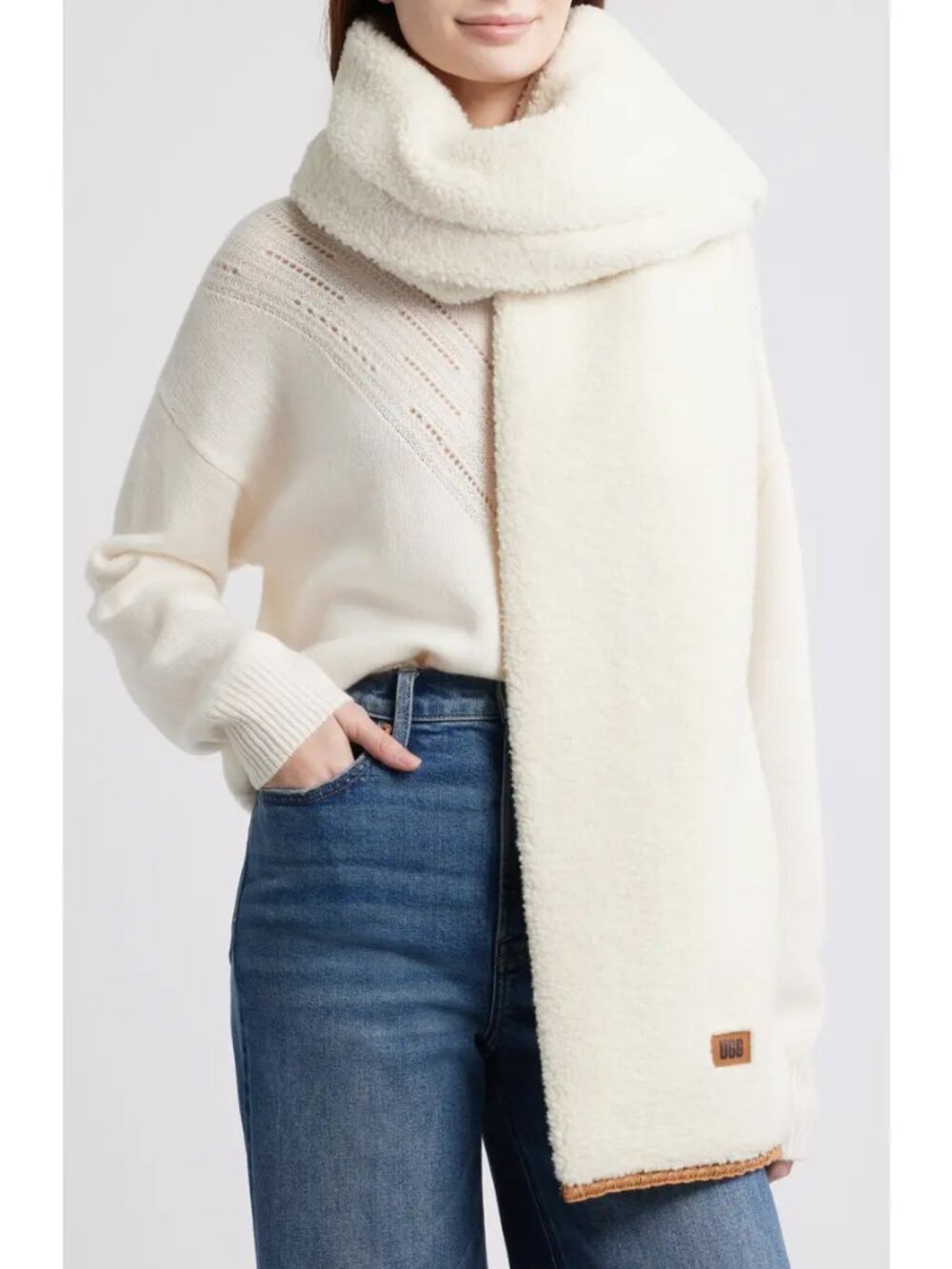 UGG "UGGfluff" Scalloped Scarf in "Nimbus"